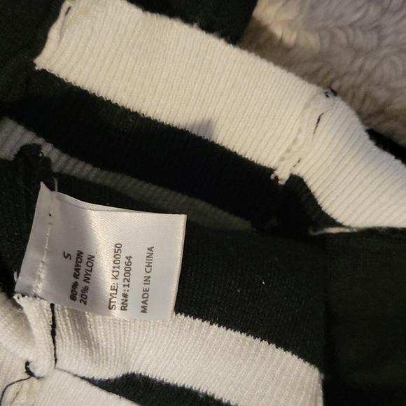 MONO B~ Cardigan with Snap Buttons, Black with White Strip Details, S - Picture 7 of 7